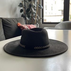 Black Straw Woven Hat